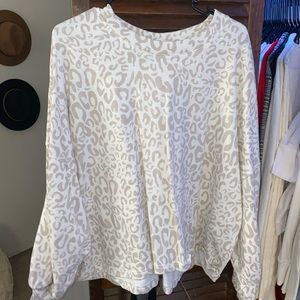 Time and Tru Cream Leopard Print Pullover